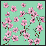 Cuadro Flores de cerezo fondo verde