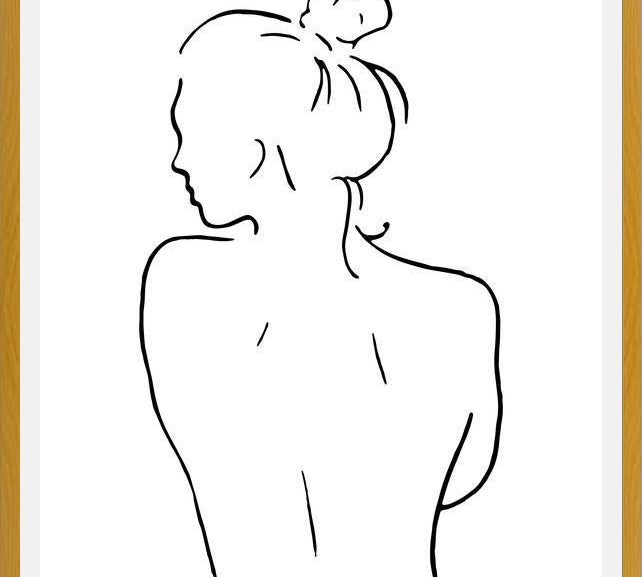 Cuadro Female body sketch 1 - Black and white