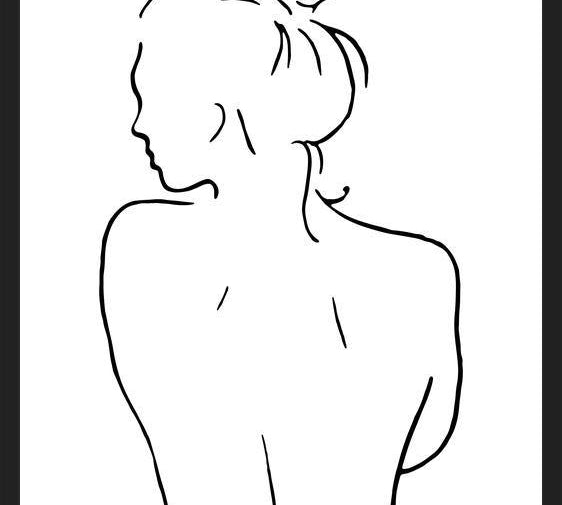 Cuadro Female body sketch 1 - Black and white