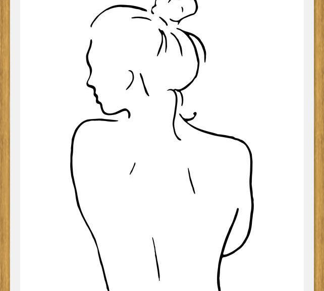 Cuadro Female body sketch 1 - Black and white