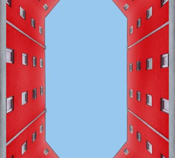 Cuadro edificio rojo