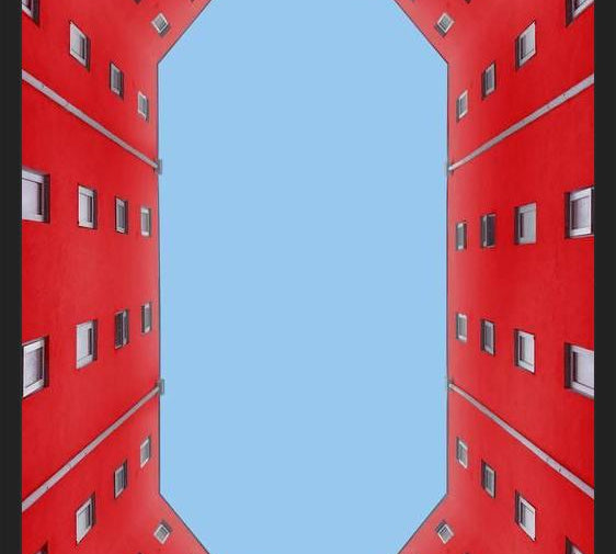 Cuadro edificio rojo