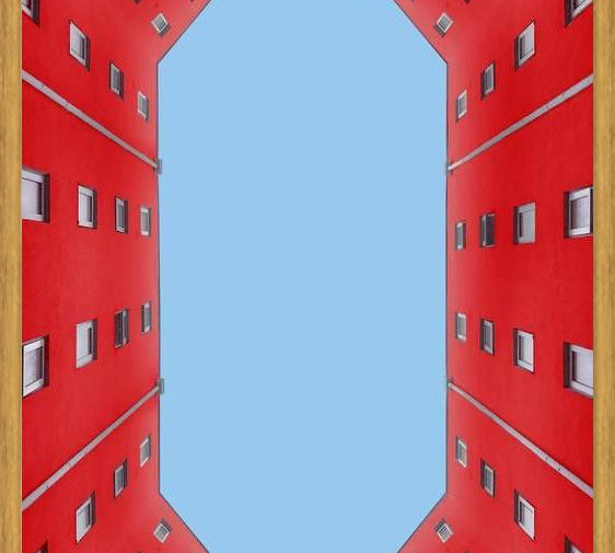 Cuadro edificio rojo
