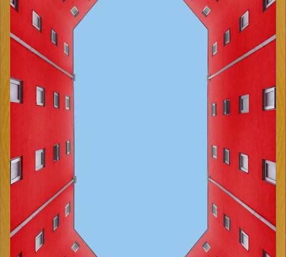 Cuadro edificio rojo