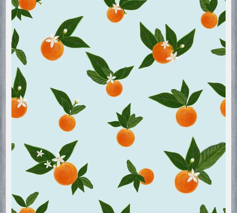 Cuadro Orange and Orange Flowers Pattern
