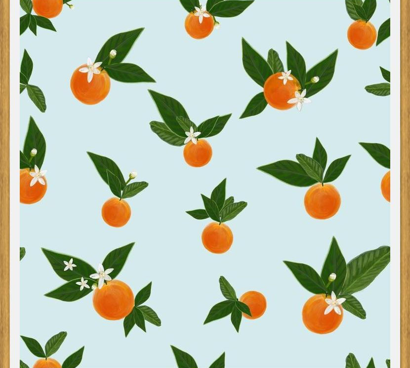 Cuadro Orange and Orange Flowers Pattern