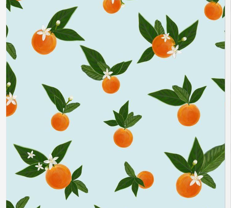 Cuadro Orange and Orange Flowers Pattern