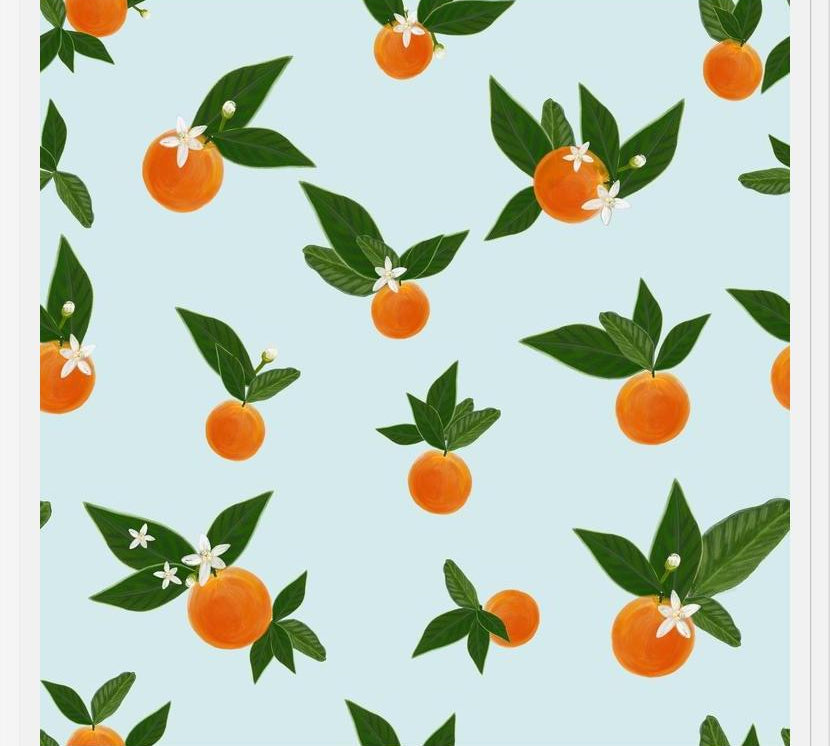 Cuadro Orange and Orange Flowers Pattern