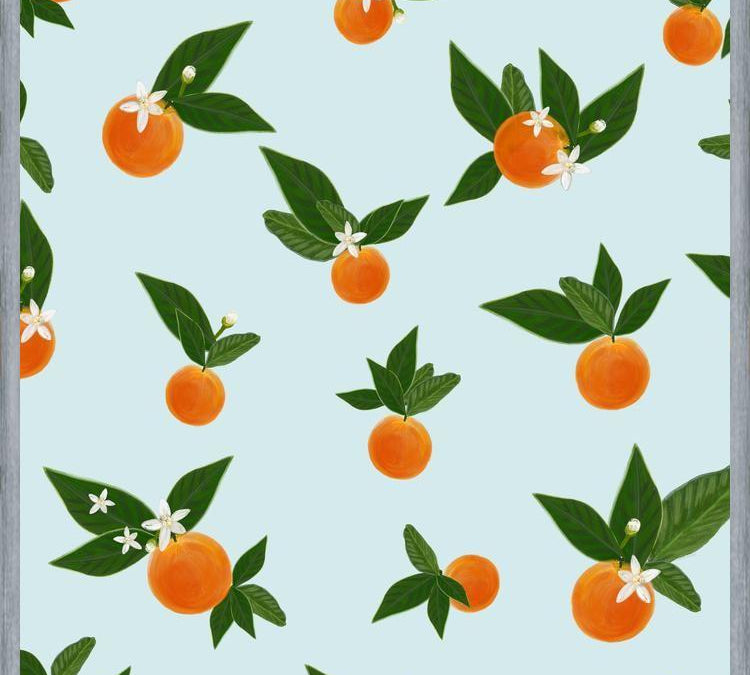 Cuadro Orange and Orange Flowers Pattern