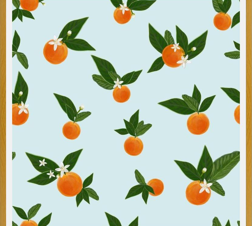 Cuadro Orange and Orange Flowers Pattern