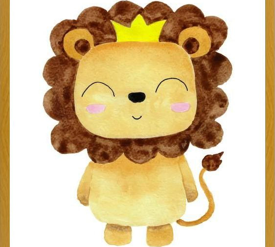Cuadro Leoncito en acuarela