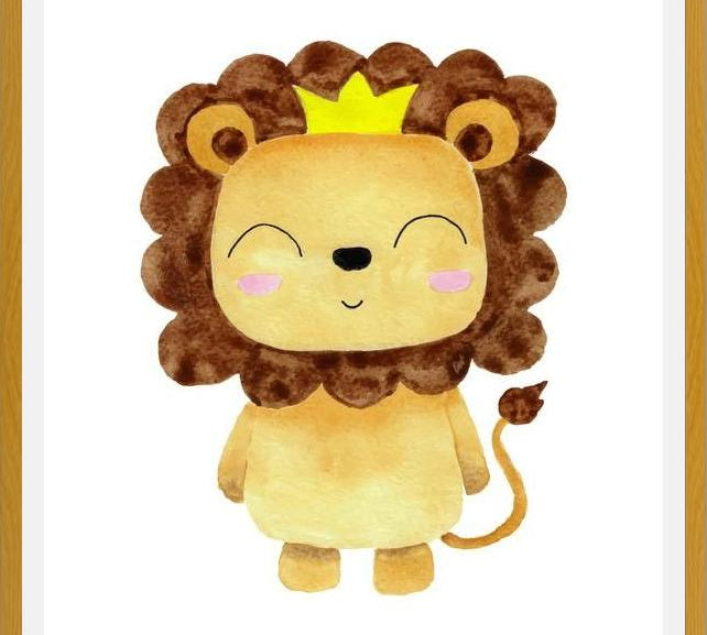 Cuadro Leoncito en acuarela