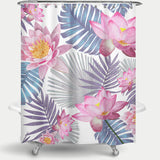 Cortina de Baño Hand drawn Pink Lotus Flower