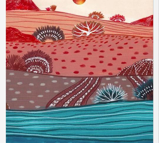 Cuadro Boho Hills And Red Sun