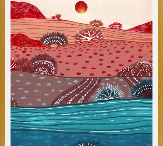 Cuadro Boho Hills And Red Sun