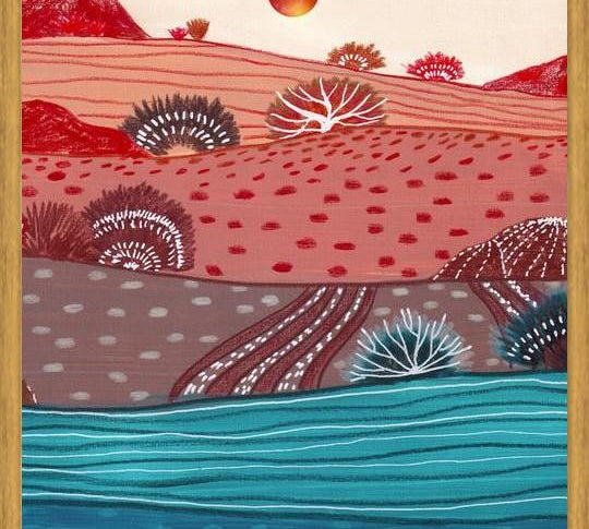 Cuadro Boho Hills And Red Sun