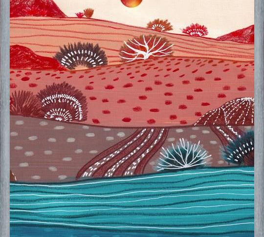 Cuadro Boho Hills And Red Sun