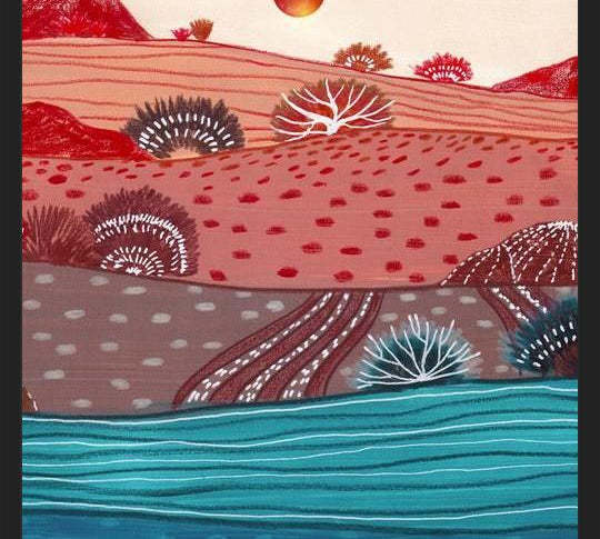 Cuadro Boho Hills And Red Sun