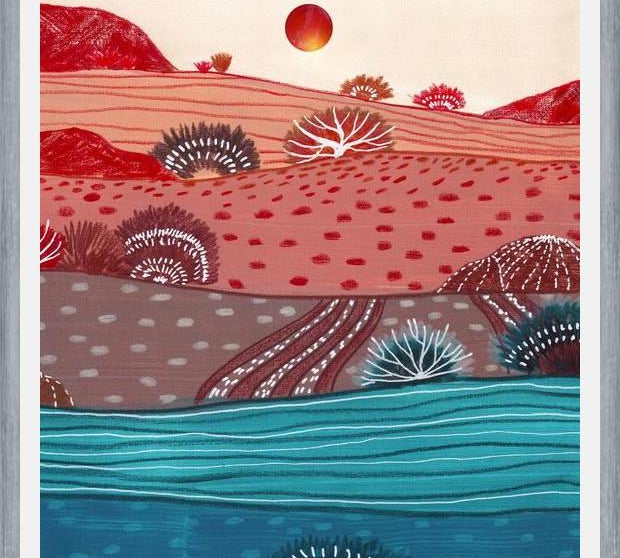 Cuadro Boho Hills And Red Sun