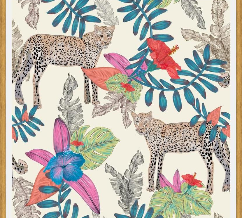 Cuadro Hand drawn leopard colorful tropicalecru