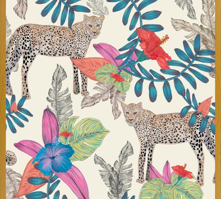 Cuadro Hand drawn leopard colorful tropicalecru
