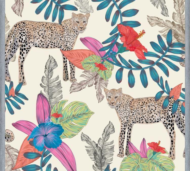 Cuadro Hand drawn leopard colorful tropicalecru