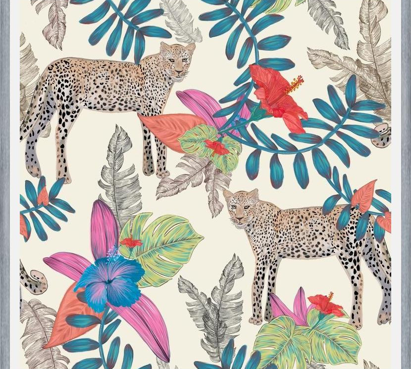 Cuadro Hand drawn leopard colorful tropicalecru