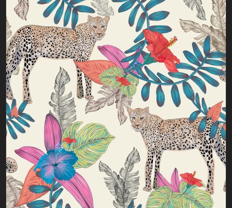 Cuadro Hand drawn leopard colorful tropicalecru