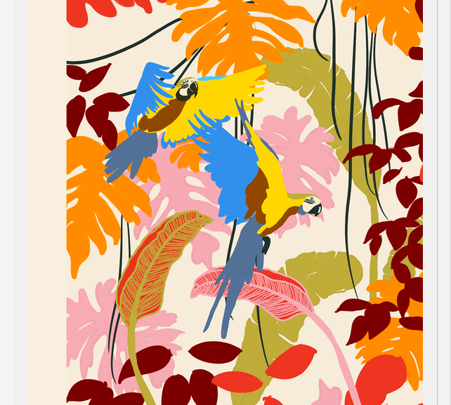 Cuadro loros tropicales