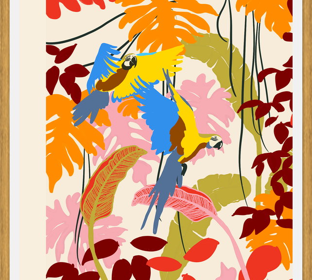 Cuadro loros tropicales