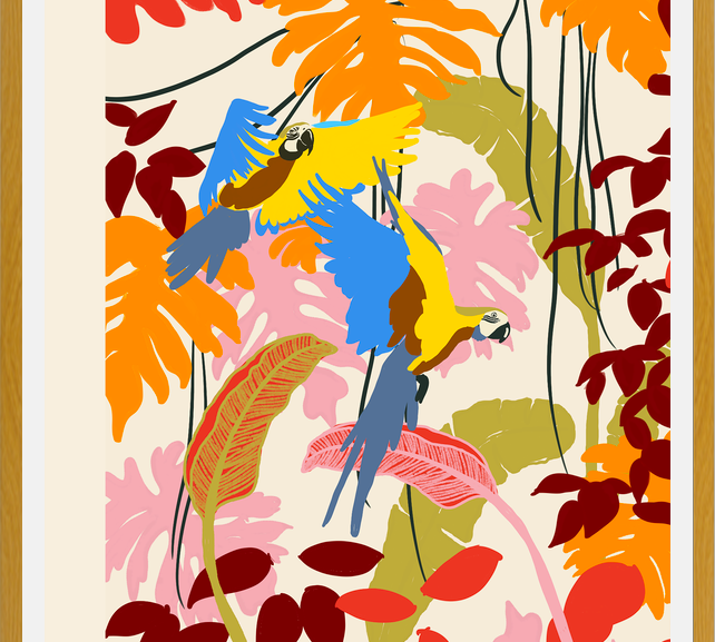 Cuadro loros tropicales