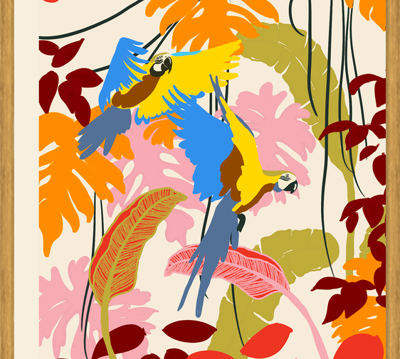 Cuadro loros tropicales