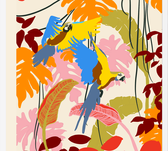 Cuadro loros tropicales