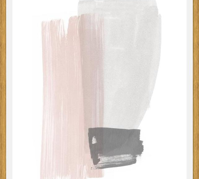 Cuadro Brushstrokes in gray and pink I