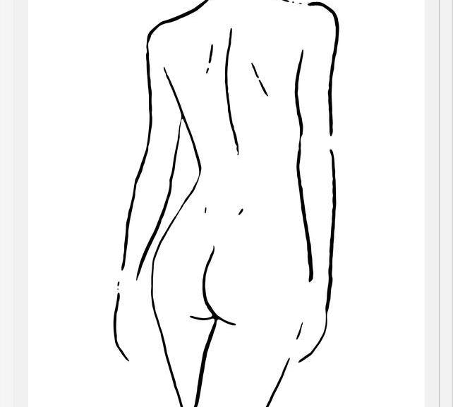 Cuadro Female body sketch 2 - Black and white