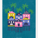 Cuadro Casas Tropicales Rosa