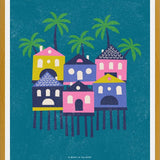 Cuadro Casas Tropicales Rosa