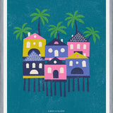 Cuadro Casas Tropicales Rosa
