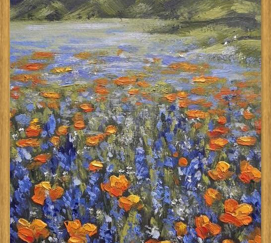 Cuadro Flores de amapolas naranjas con lupines