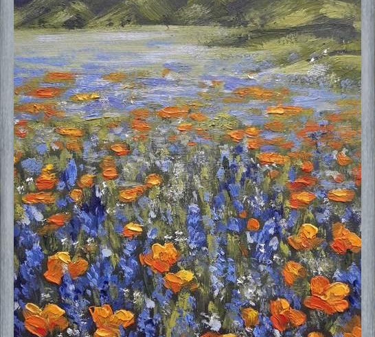 Cuadro Flores de amapolas naranjas con lupines