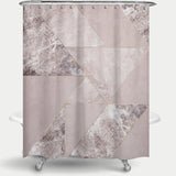 Cortina de Baño Geométrico Mármol y Oro - Rosa