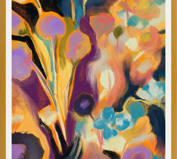 Cuadro Arte floral abstracto oleo digital