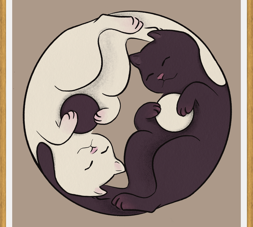 Cuadro Gatos Ying Yang