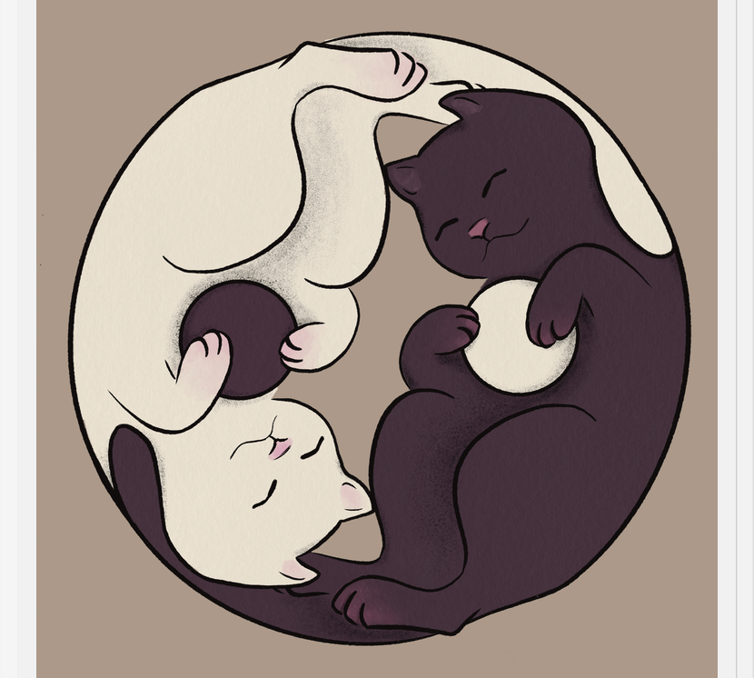 Cuadro Gatos Ying Yang
