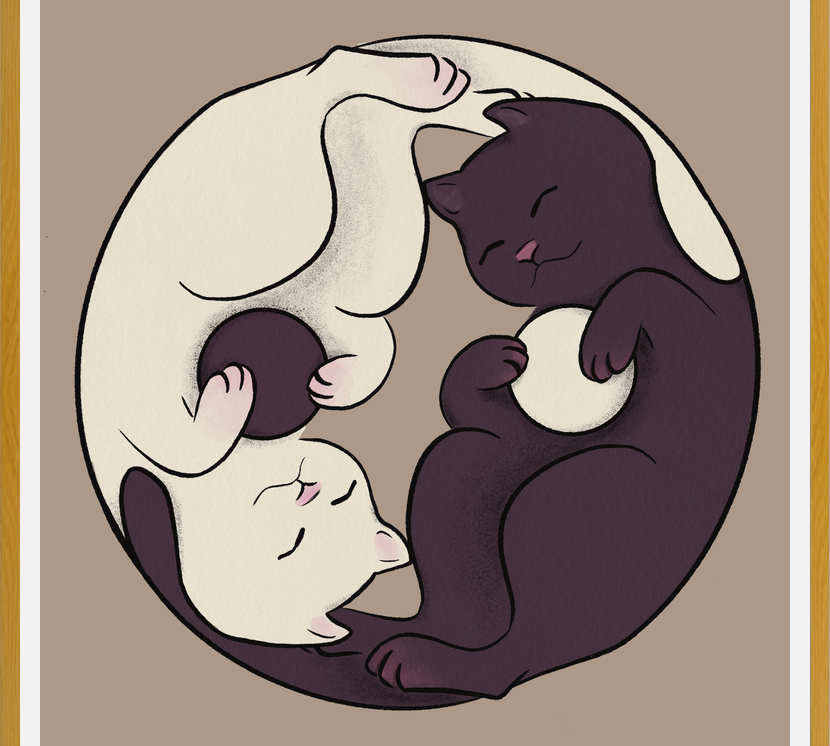 Cuadro Gatos Ying Yang