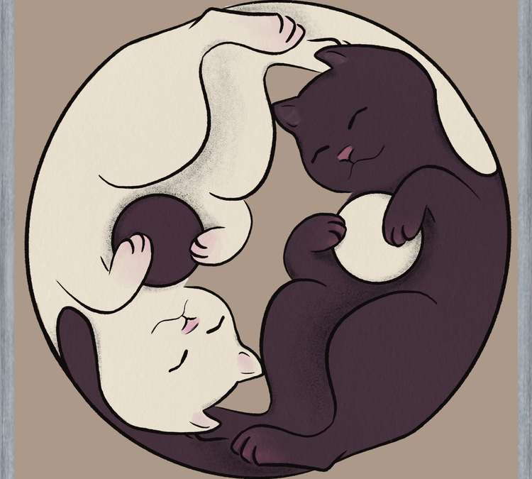 Cuadro Gatos Ying Yang