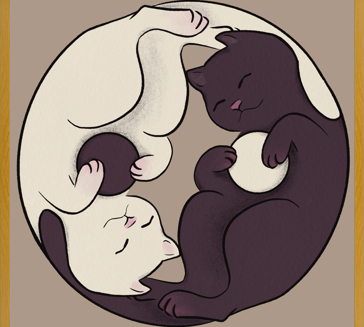 Cuadro Gatos Ying Yang