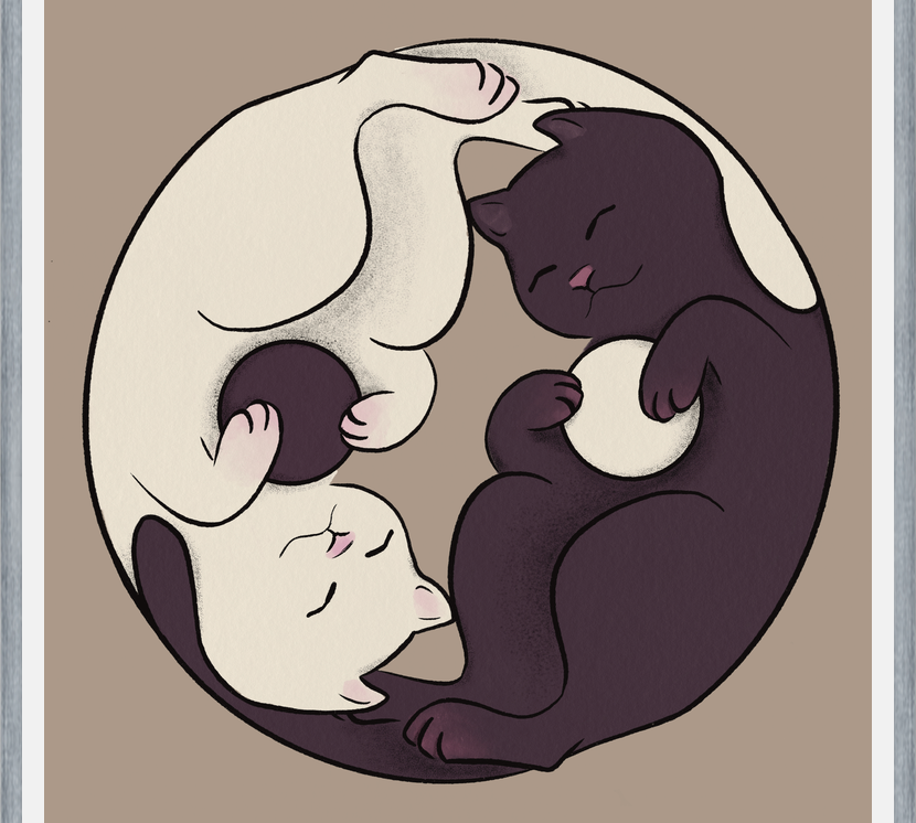 Cuadro Gatos Ying Yang