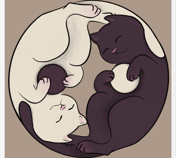 Cuadro Gatos Ying Yang