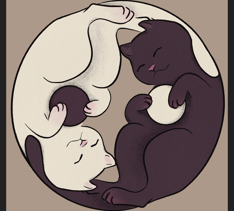 Cuadro Gatos Ying Yang